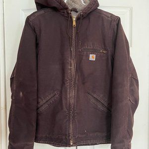 Carhartt Purple Sherpa-Lined Duck Jacket with Hood